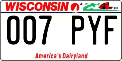 WI license plate 007PYF