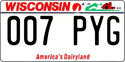 WI license plate 007PYG