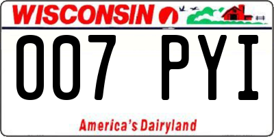 WI license plate 007PYI