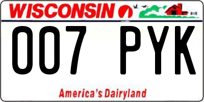 WI license plate 007PYK