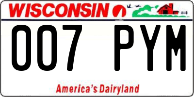 WI license plate 007PYM