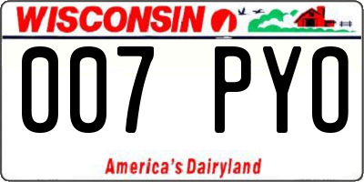 WI license plate 007PYO