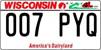 WI license plate 007PYQ