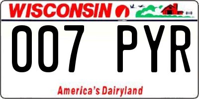 WI license plate 007PYR