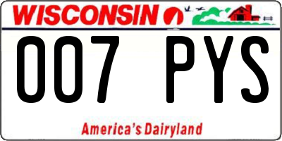 WI license plate 007PYS