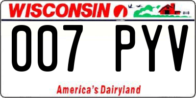 WI license plate 007PYV