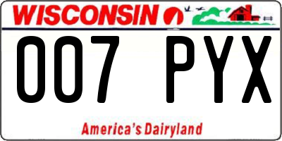 WI license plate 007PYX