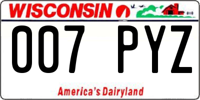 WI license plate 007PYZ