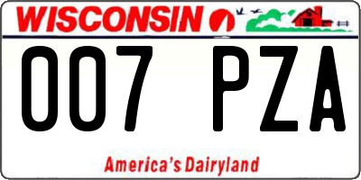 WI license plate 007PZA