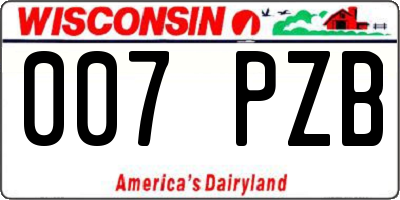 WI license plate 007PZB