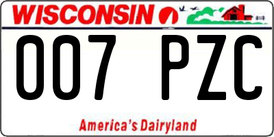 WI license plate 007PZC