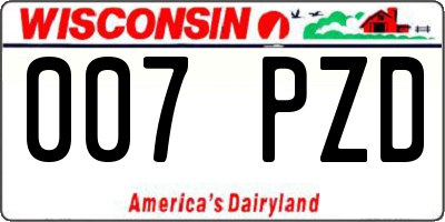 WI license plate 007PZD