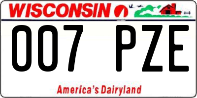 WI license plate 007PZE