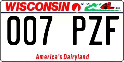 WI license plate 007PZF