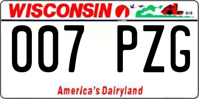 WI license plate 007PZG
