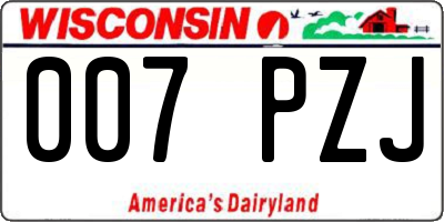 WI license plate 007PZJ