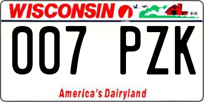 WI license plate 007PZK