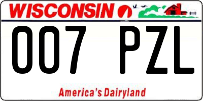 WI license plate 007PZL
