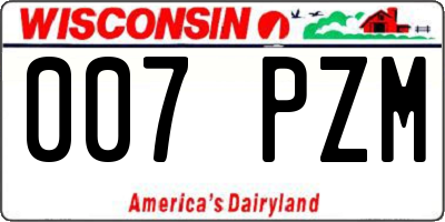 WI license plate 007PZM
