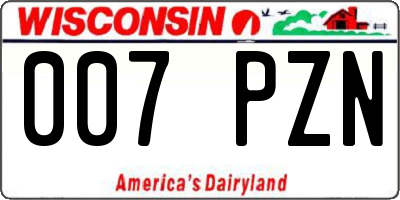 WI license plate 007PZN