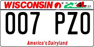 WI license plate 007PZO