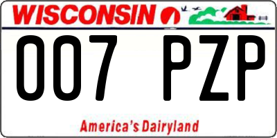 WI license plate 007PZP