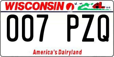 WI license plate 007PZQ