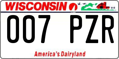 WI license plate 007PZR