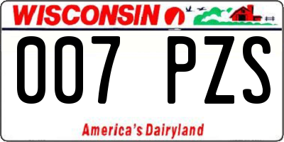 WI license plate 007PZS