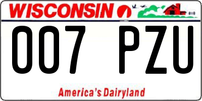 WI license plate 007PZU