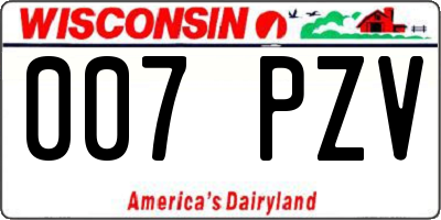 WI license plate 007PZV