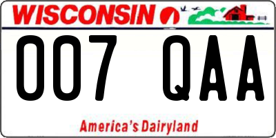 WI license plate 007QAA