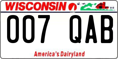 WI license plate 007QAB