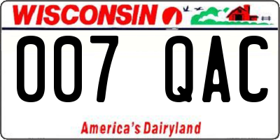 WI license plate 007QAC