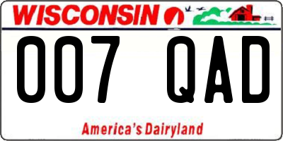 WI license plate 007QAD