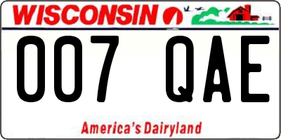 WI license plate 007QAE