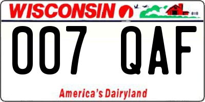 WI license plate 007QAF