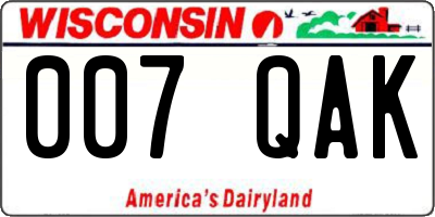 WI license plate 007QAK