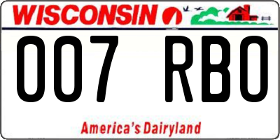 WI license plate 007RBO