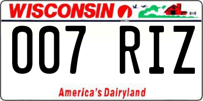 WI license plate 007RIZ