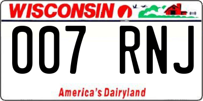 WI license plate 007RNJ