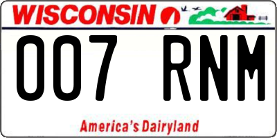WI license plate 007RNM