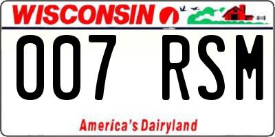 WI license plate 007RSM