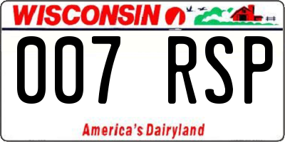 WI license plate 007RSP