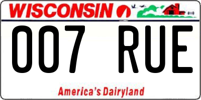 WI license plate 007RUE
