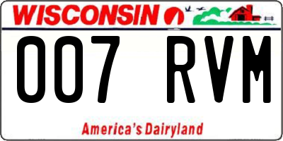 WI license plate 007RVM