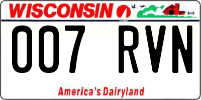 WI license plate 007RVN