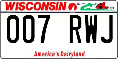 WI license plate 007RWJ