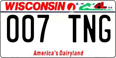 WI license plate 007TNG