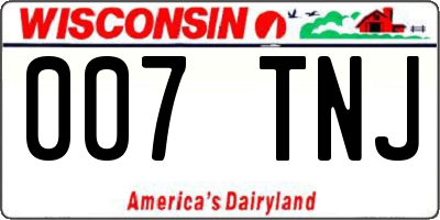 WI license plate 007TNJ